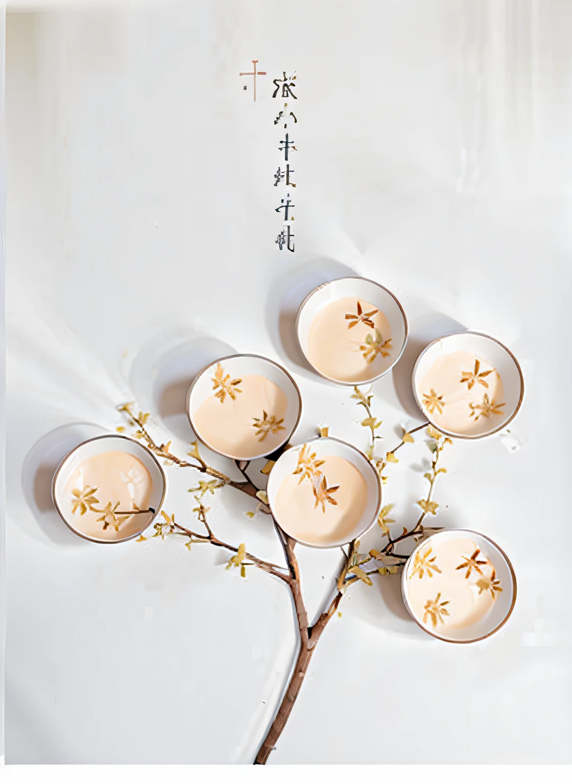 There are 6 cups of tea bowls,There is a branch in the middle, The teacup resembles the fruit of a branch,The whole looks like a tree