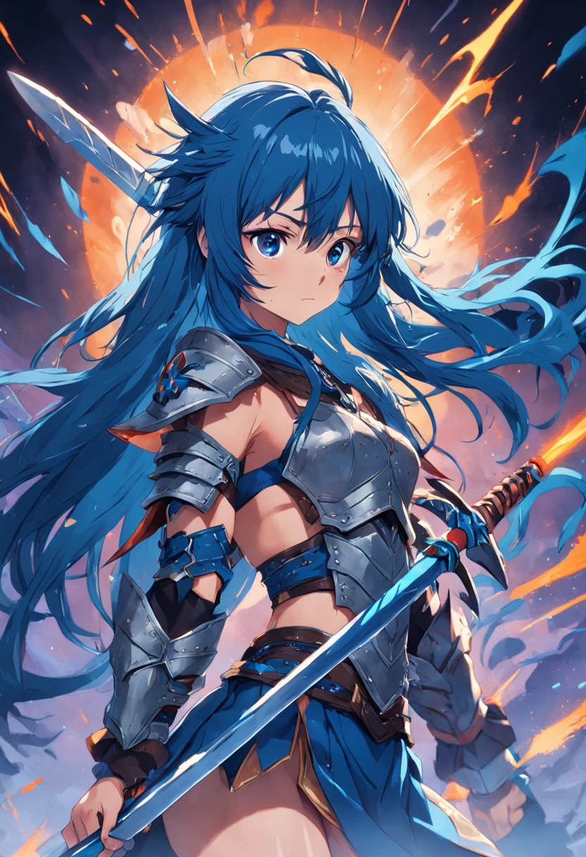 1male, fate go, gudao fusionado con la class card de melusine, con una armadura metaliza masculina azul, con patones azules neon en ciertos vordes, con un visor metalico, y unos propulsores que lo levantan con fuego azul., detalles elaborados, buena anatomia, con los brazos cruzados, cara seria, cabello blanco largo, Blue eyes diagonally like dragon, protectores metalizoa azules en las mejillas, un protector de rostro, armadura blanza con detalles en azul fluorescente, Metal gauntlets with daggers. cuerpo completo, en pose imponente, con un planeta destruido de fondo