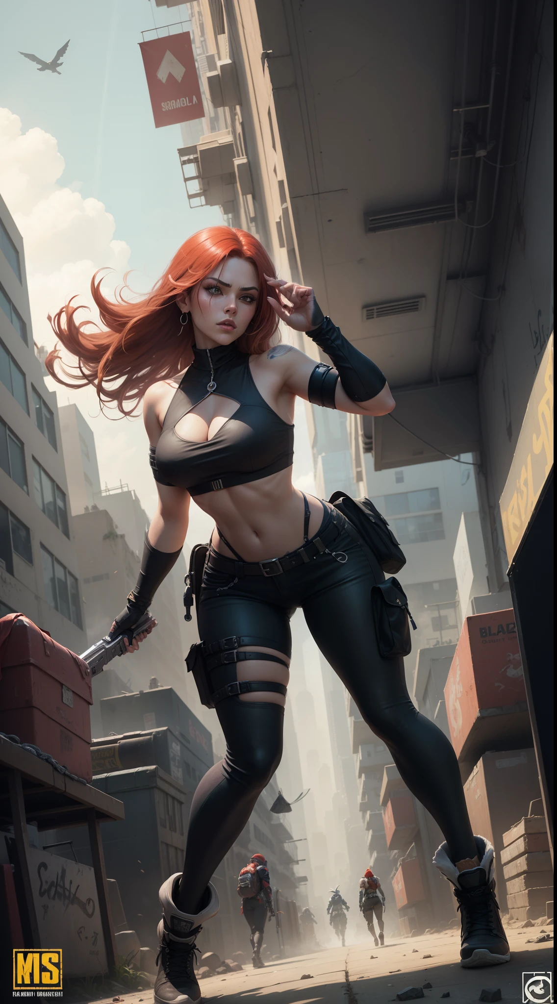 "personagem Blaze, Street Of Rage style action game, Set in a futuristic city, poses de luta impactantes, personagens vestindo roupas de luta."