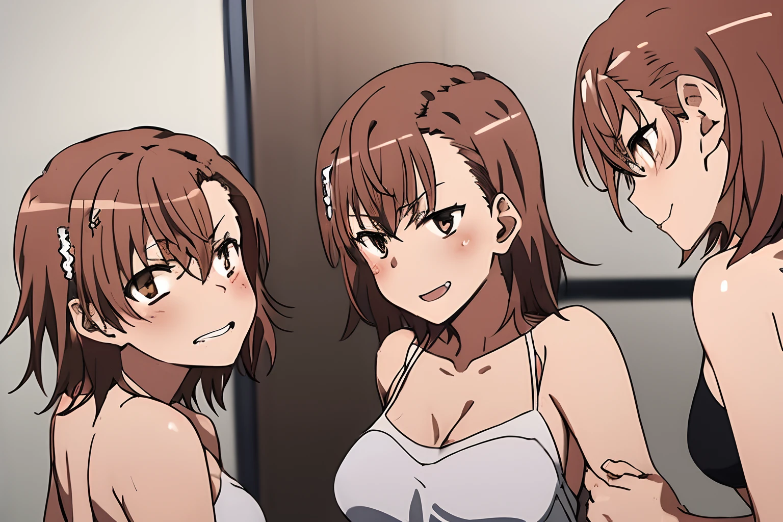 mizuharachizuru, chizuru ichinose, long hair, bangs, brown hair, (brown eyes:1.5), smile, large breasts, pairing a character with their own self, lineup, 5girls, multiple girls,
BREAK navel, cleavage, collarbone, swimsuit, bikini, side-tie bikini bottom, (pink bikini:1.5), outdoors, beach, island, looking at viewer, (masterpiece:1.2), best quality, high resolution, unity 8k wallpaper, (illustration:0.8), (beautiful detailed eyes:1.6), extremely detailed face, perfect lighting, extremely detailed CG, (perfect hands, perfect anatomy), full body, sexy body, seductive appearance and posture, best quality, high quality, Very detailed anime screencap, {{{{squeeze, multiple girls, Thousands of sisters, Millions of sisters,Billions of sisters, clone, clone, Matching clothing, Match hairstyle}}}}
