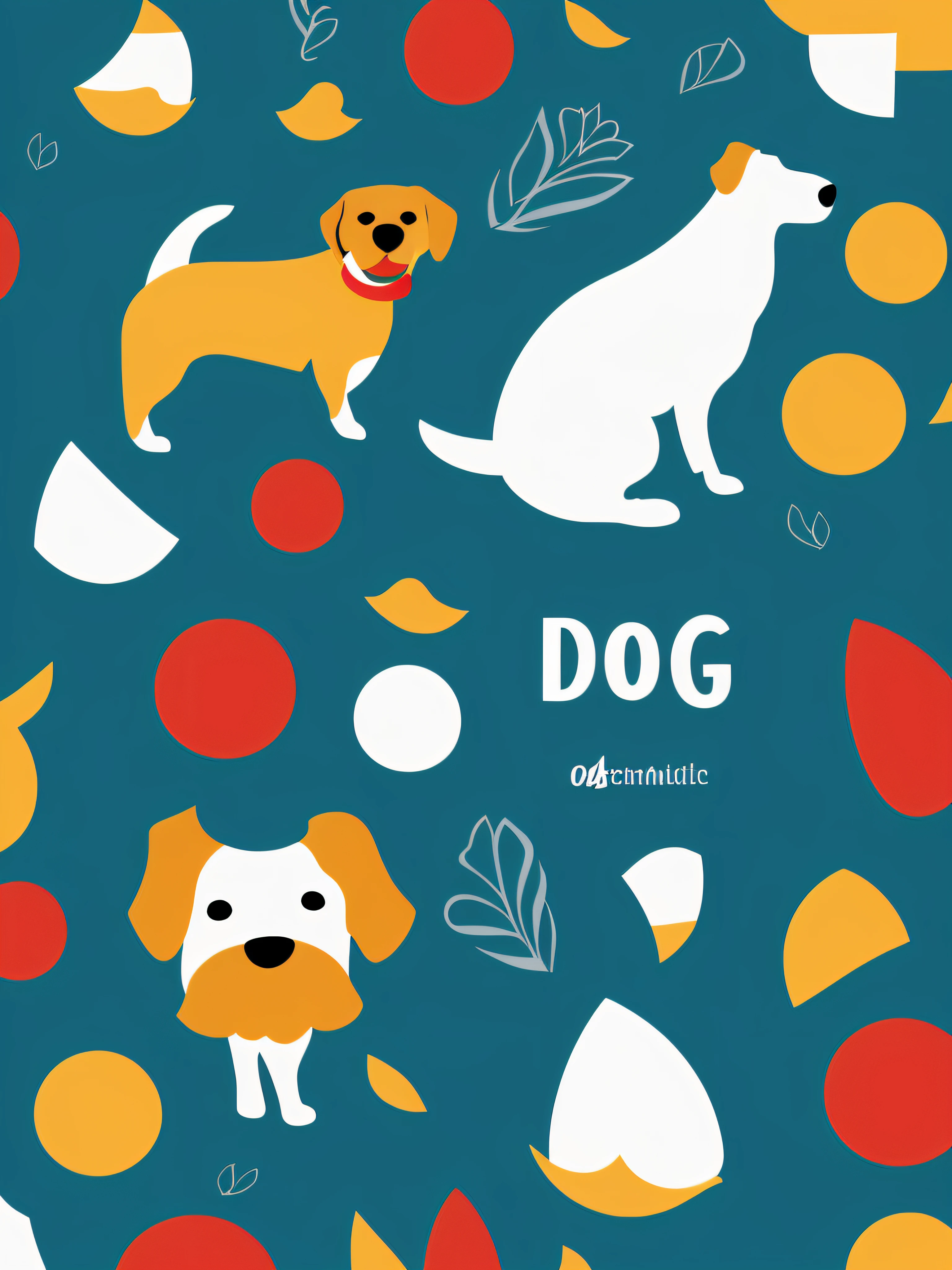 An emblematic logo of an dog of vibrant colors, water elements, simple design, vector art, minimal