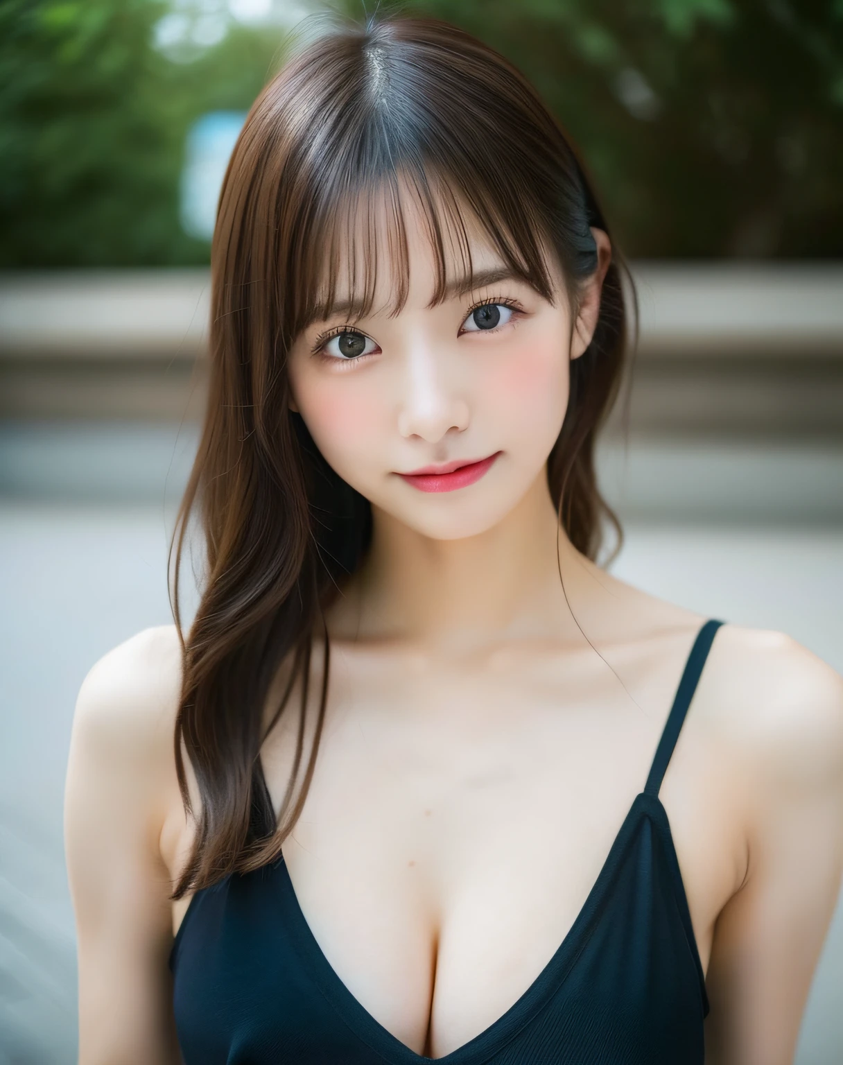 table top, highest quality, shape, Super detailed, finely, High resolution, 8k wallpaper, 完璧なダイナミックな構shape, beautiful and detailed eyes, Women' fashion,very short hair,small breasts natural color lip, bold sexy pose,smile,Harajuku、20 year old girl、cute、sexy shot looking at camera