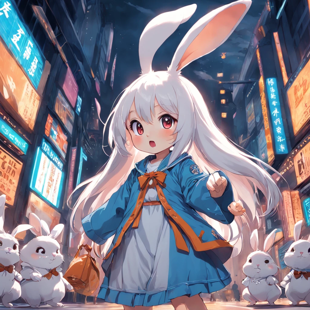Cute rabbit in cute clothes,adorable rabbit,Rabbit anthropomorphism,Fresh illustrations,character animation,Moe Rabbit character