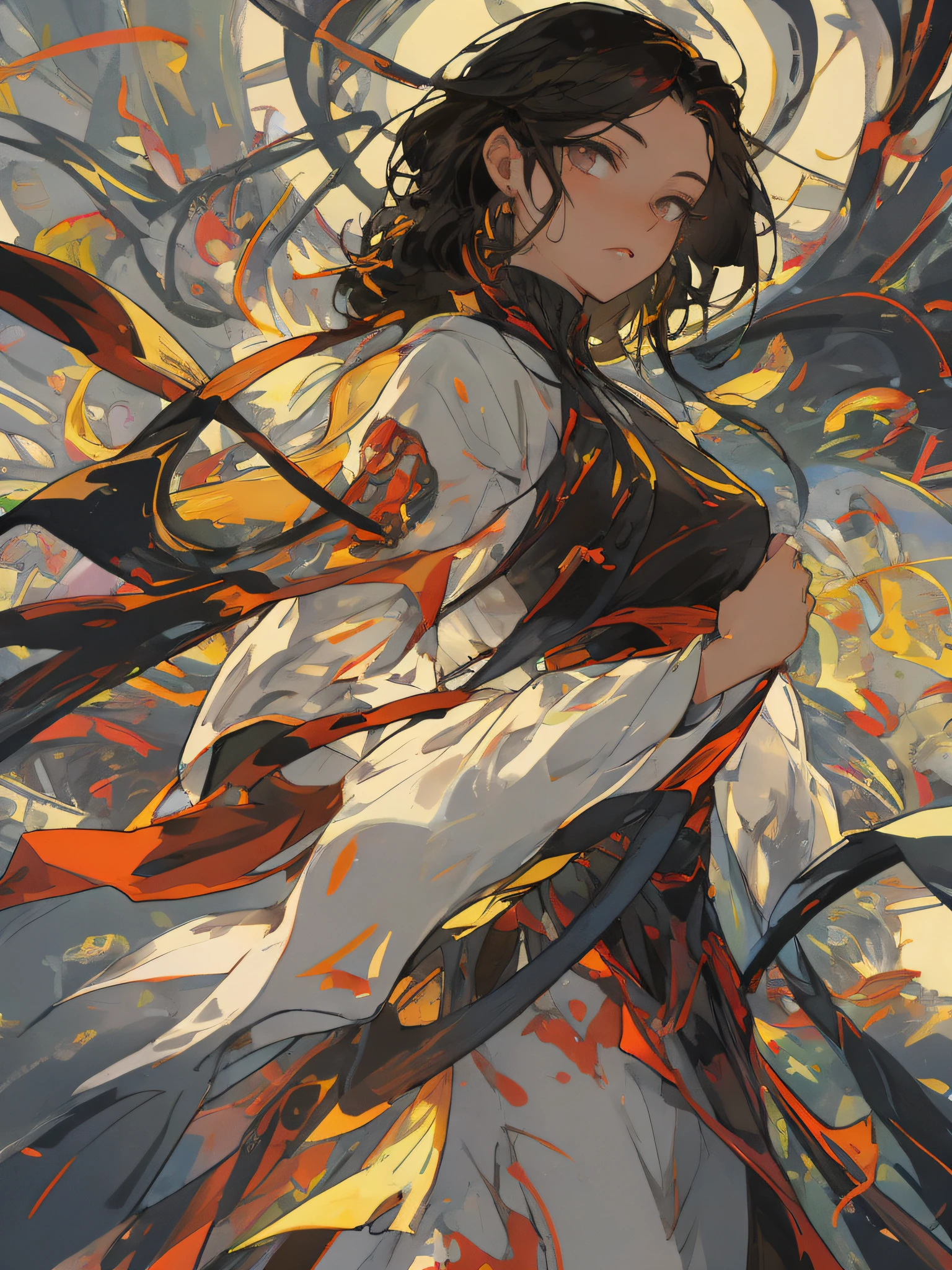 A girl, ancient Chinese costume, whole body, sunshine, clear face, clean white background, masterpiece, super detail, epic composition, ultra HD, high quality, extremely detailed, official art, uniform 8k wallpaper, super detail, 32k