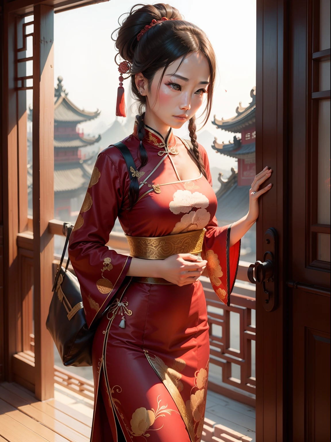 small, かわいいto be born生き物, Wearing cheongsam、 whole body,small , Are standing, Costume, Chinatown、 Fantasy art, Exquisite detail, Jean-Baptiste Monge Style, office、Alan Lee Style, Anthropomorphic, Fat, Big eyes, Movie Scenes, Dramatic shot angles, , Realistic, to be born々Stunning cinematic photorealism, Action Portrait, 8k, detailed, Full Frame、baby