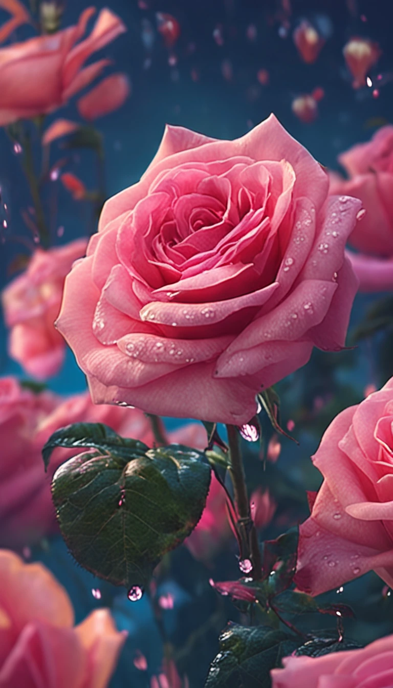 Rose flower,Flowers in the water,flower sea。
