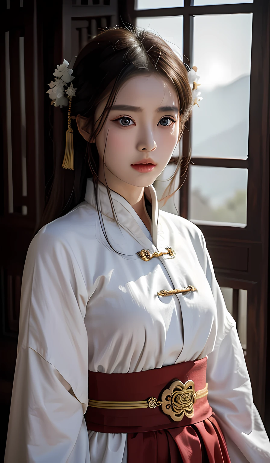 best quality, masterpiece, highres, wuxia 2girl, china dress white, super Beautiful face, super beautiful eye, super beautiful hair