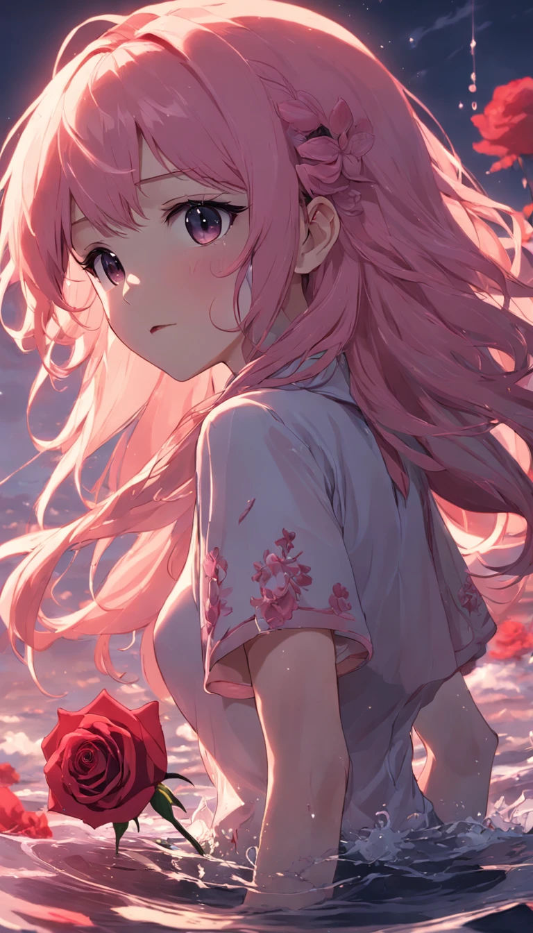 Rose flower,Flowers in the water,flower sea。
