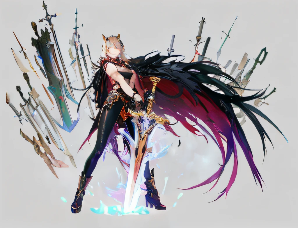 Anime girl in sword and armor with sword and sword in the background, making: Yang J, Shadowverse Character Concept, epic exquisite character art, cushart krenz key art feminine, 2. 5 d cgi anime fantasy artwork, making: Shitao, shadowverse style, Dark Fantasy Character Design, Magical Fantasy 2D Concept Art, Detailed anime character art, Demon aristocrat character design