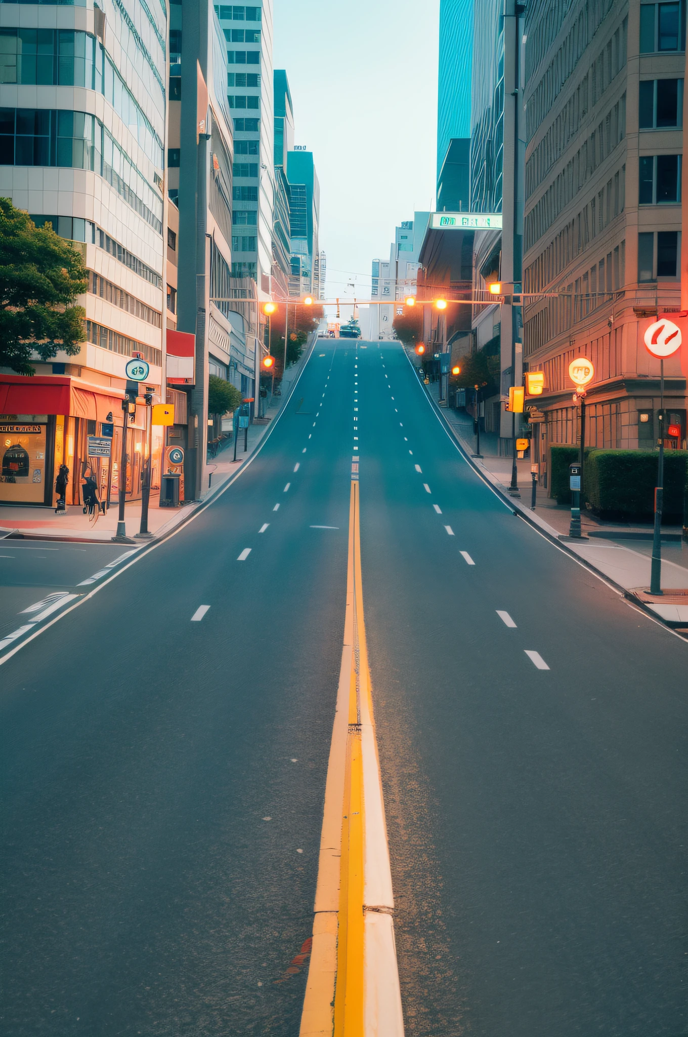 The long road is full of traffic lights