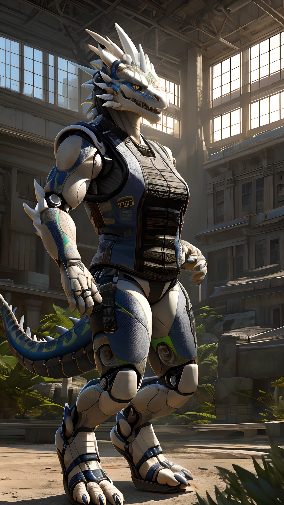 Bionic robot dragon,female,Gilet blanc,white panties,sandals,HD graphics,Detailed and realistic,high detal,high qulity,photo-realistic,photorealistic eye,Detailed paws,Clear eyes,Masterpiece artwork