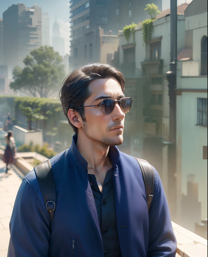 "Realistic face, top-notch quality, original masterpiece, finely detailed photo, incredible resolution, lifelike realism, abundant sunlight, full-body portrait, intricately depicted city rooftop background."