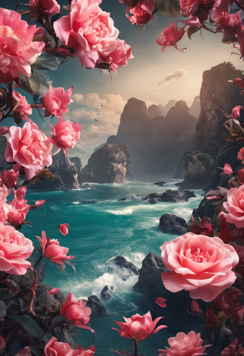 Department of Healing,China-style,Rose flower,flower sea,the ocean。