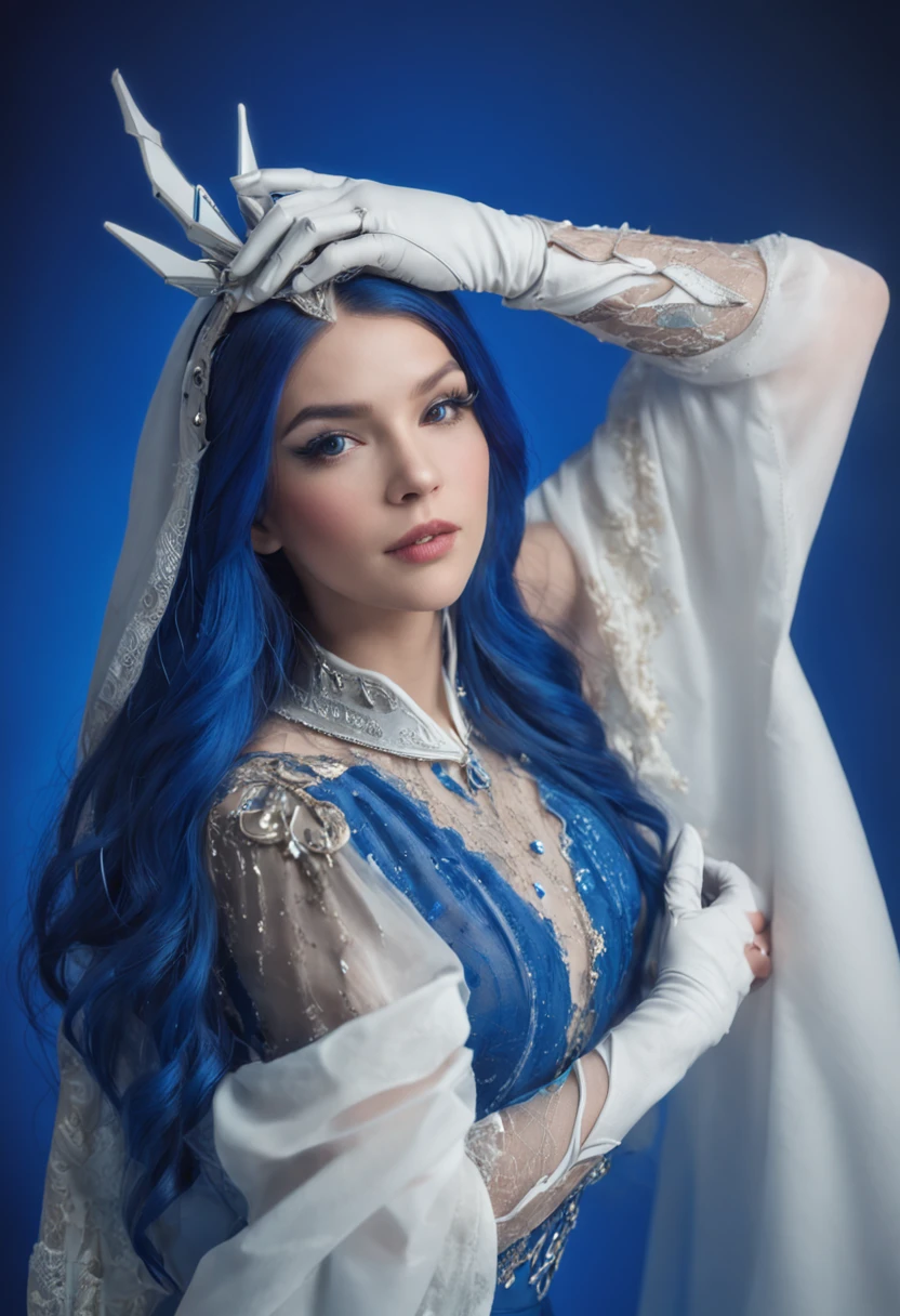 blue backdrop，White Star Warframe