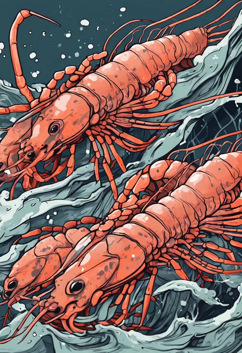 Highlight ink shrimp as the main body,Build a national tide wind