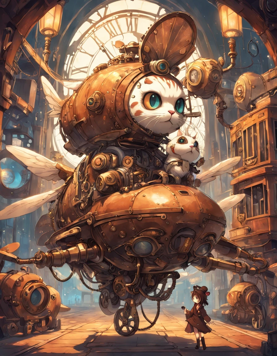 adesivo bonito dos desenhos animados do animal steampunk. estilo de arte vetorial.