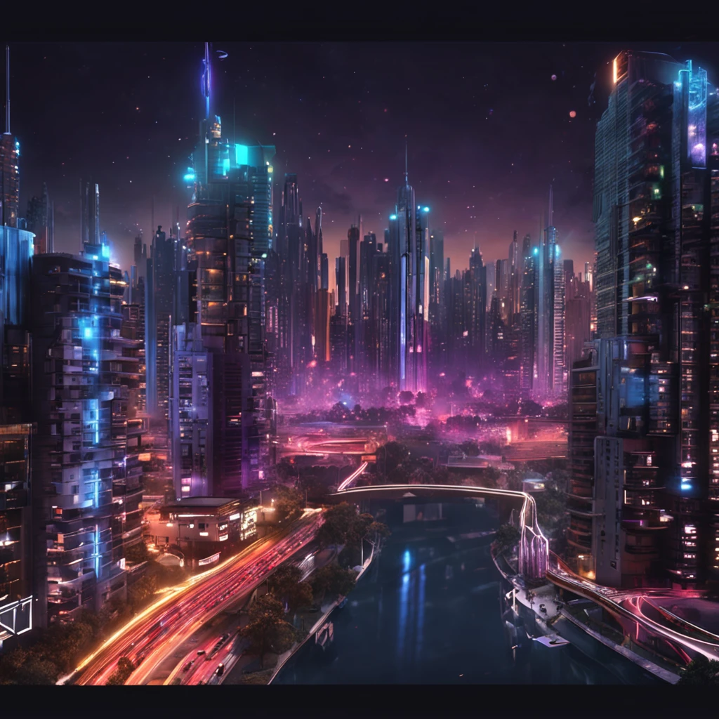 Superb night view A city scape