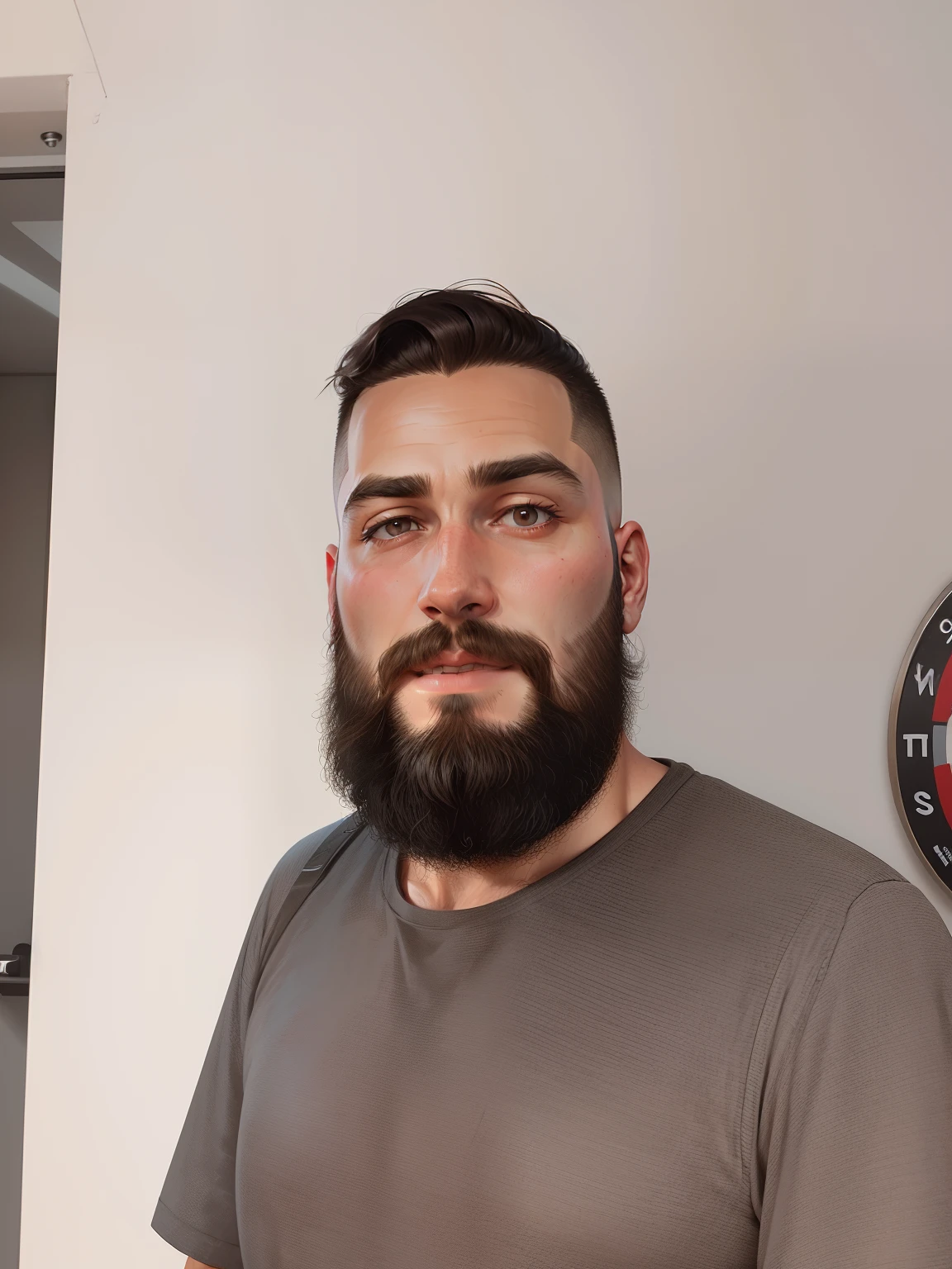 illustration of a barber with neatly trimmed hair, long beard well done,