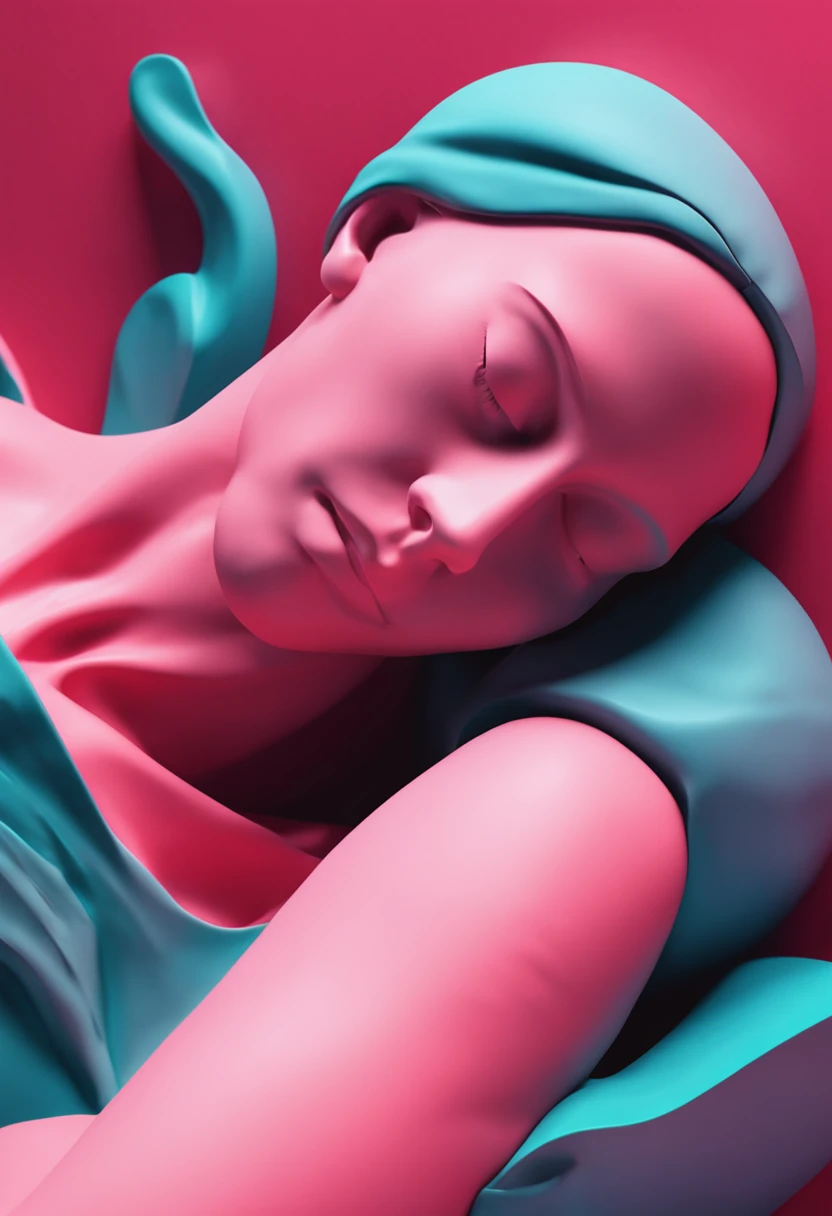a sleeping person, with abstract sculptural style
