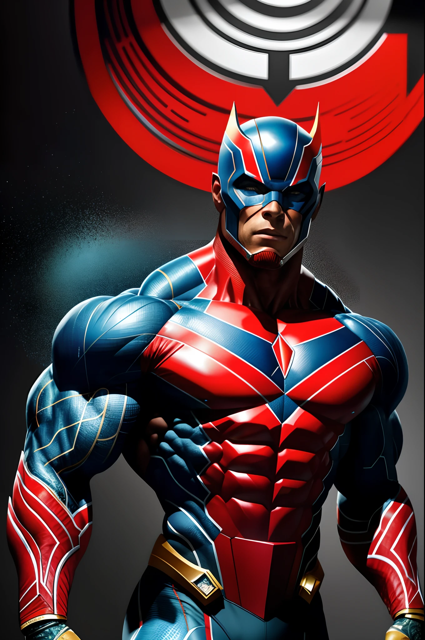 (16k, foto RAW, melhor qualidade, obra-prima: 1.2), ultra-detalhado, arte formal, foto realismo: 1.37, foto do corpo inteiro, (homem, beleza ,( CHRIS BUMSTEAD)film grain, HOMEM ARANHA DC,action pose ((HOMEM ARANHA))detalhes,azul e vermelho