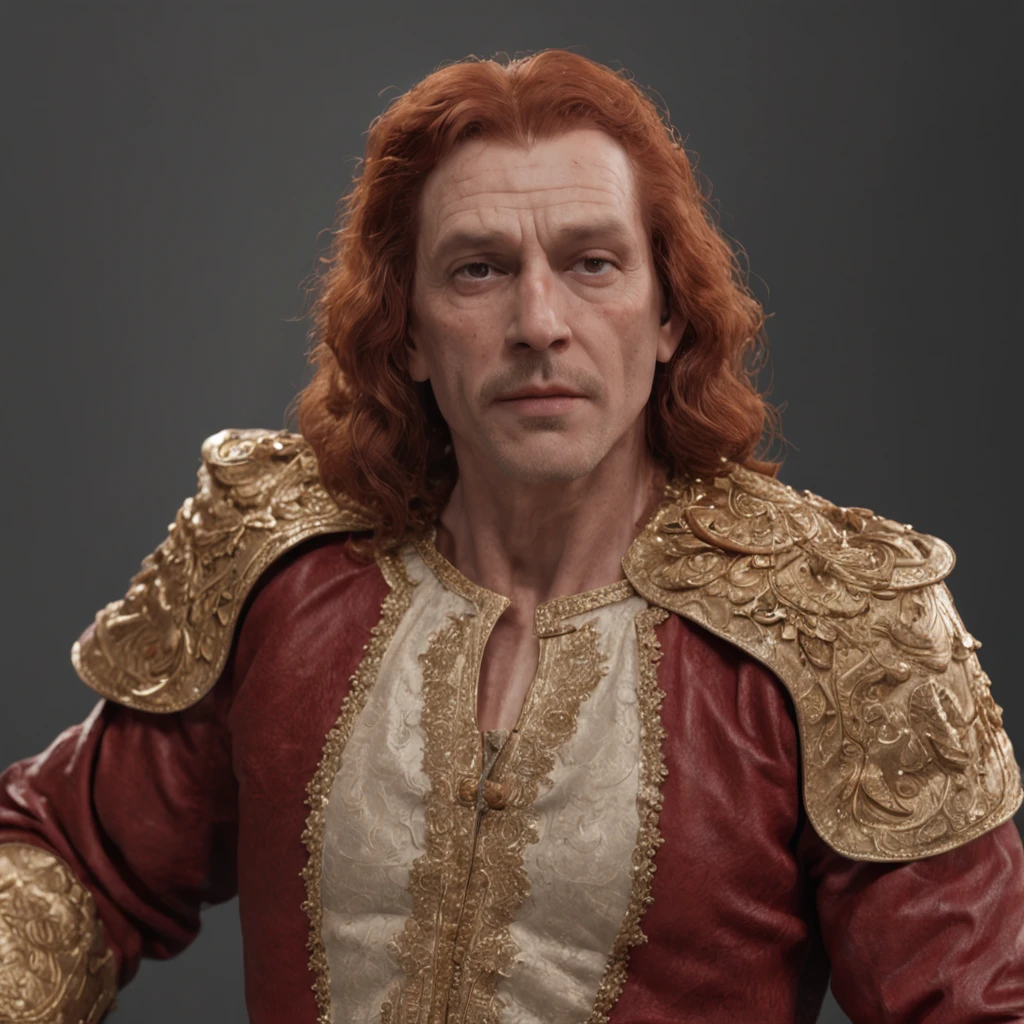 (Professional 3D rendering:1.3) de (Realistic:1.3) Foto de arte mais bonita do mundo,Features soft, bright male heroes, ( King Solomon's age of 50 years, shorter red hair and, King Solomon's with A LOW CROWN in his forehead maximize hair and crown detail, gold and glory IN YOUR CLOTHES, and his with a heartwarming expression that demonstrates wisdom.), corpo inteiro 8k unidade render, action shot, poros da pele, very dark lighting, sombreamento pesado, circunstanciado, Rosto detalhado, (vibrante, fotogrdeia realista, Realistic, Dramatic, Escuro, foco nítido, 8k), (Old leather clothes damaged by bad weather:1.4), ((((Use peles)))), (intrincado:1.4), decadente, (altamente detalhado:1.4), pintura digital, rendering by octane, art stations, Conceito-Arte, liso, foco nítido, illustration, germe da arte, (Loish:0.23), Wlop Ilya Kuvshinov, e Greg Rutkowski e Alphonse Mucha Gracias, (global ilumination, studiolight, Light Volumetric), chuva forte, floating particles, patife, fantasia, Onze, corpo inteiroesbian, ((Fundo escuro e antigo da cidade:1.3)),CGSesociedade,art stations