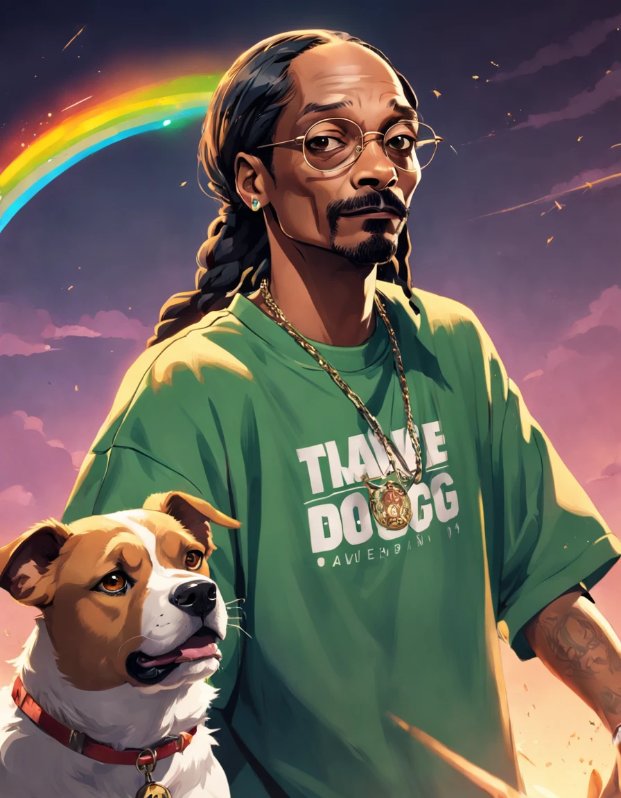 c4tt4stic, one dog, Snoop Dogg Rasta, bicho, em pleno crescimento (extremamente detalhado CG unidade 8k papel de parede, melhor qualidade, imagem ultra-detalhada, Excellent illustration, extremamente gracioso e bonito, high resolution, dynamic viewing angle, Dynamic Stance, olhos azuis, (cabelos multicoloridos + cabelos prateados: 1.3 + cabelos ruivos 1.2 + cabelo roxo + cabelos amarelos: 1.3 + cabelos verdes), "