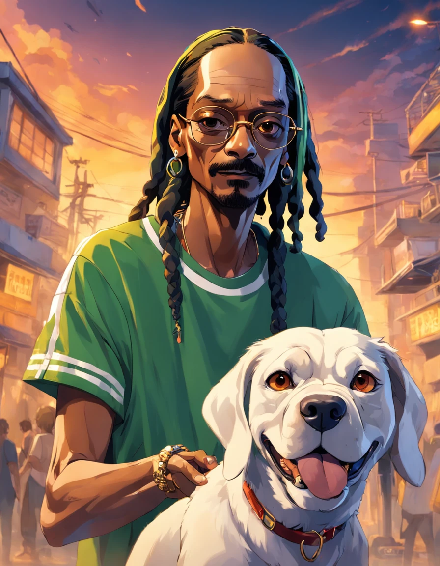 c4tt4stic, one dog, Snoop Dogg Rasta, bicho, em pleno crescimento (extremamente detalhado CG unidade 8k papel de parede, melhor qualidade, imagem ultra-detalhada, Excellent illustration, extremamente gracioso e bonito, high resolution, dynamic viewing angle, Dynamic Stance, olhos azuis, (cabelos multicoloridos + cabelos prateados: 1.3 + cabelos ruivos 1.2 + cabelo roxo + cabelos amarelos: 1.3 + cabelos verdes), "