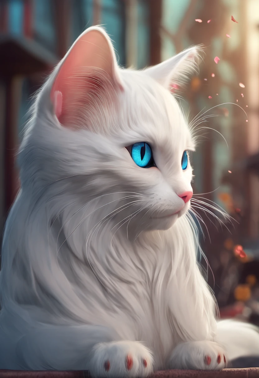 A cartoon cat with blue eyes,catss,White hair,cute-style