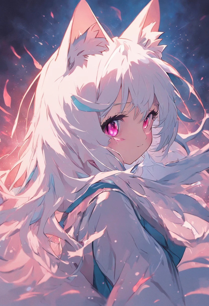 A cartoon cat with blue eyes,catss,White hair,cute-style