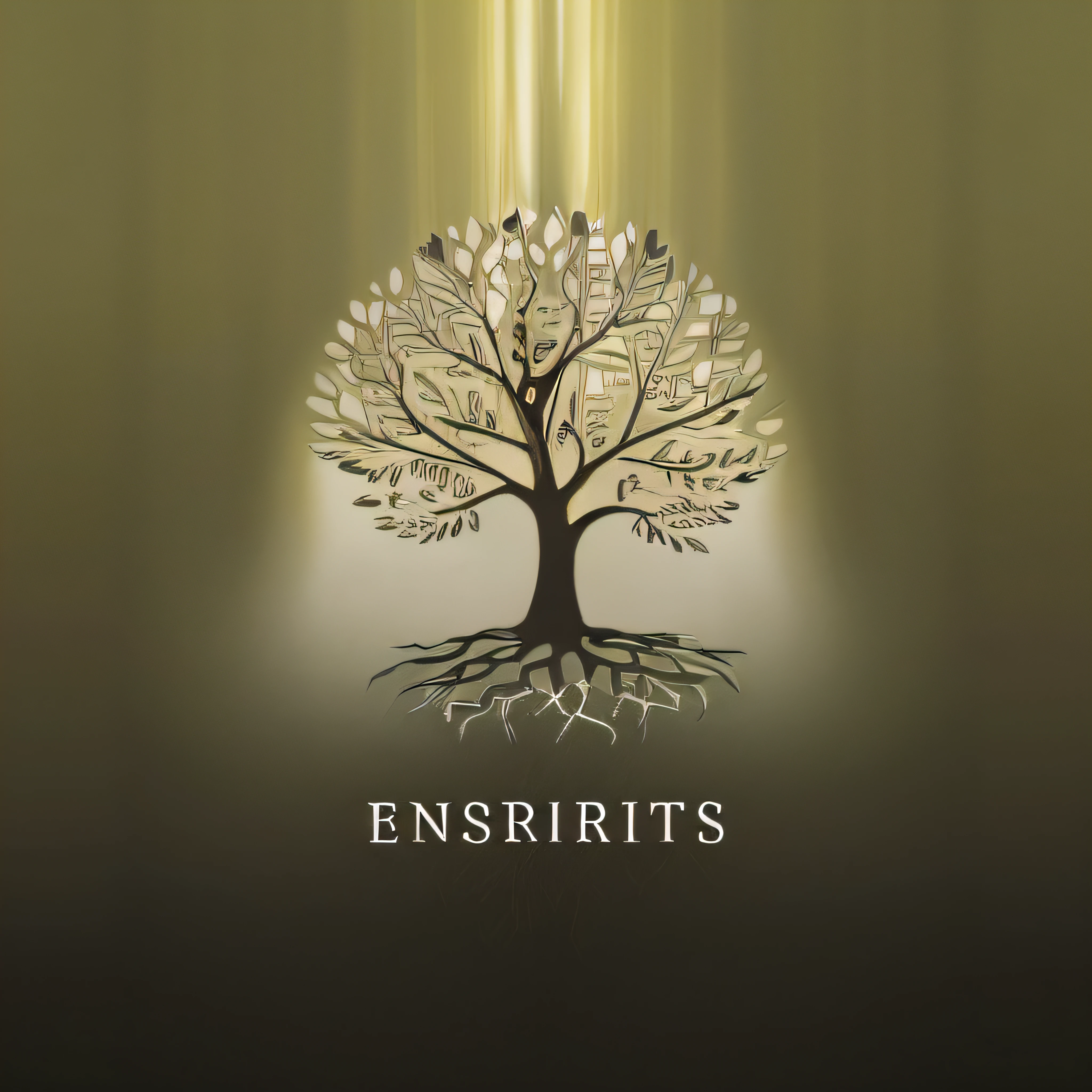 a close up of a tree with roots and the words enspirits, ents, espiritus, ent, spirits, by IAN SPRIGGS, by Elias Ravanetti, by Jennifer Bartlett, by Georgina Hunt, by Eugène Brands, inspired by Ernst, inspired by Eugène Brands, by Emanuel Schongut, entities