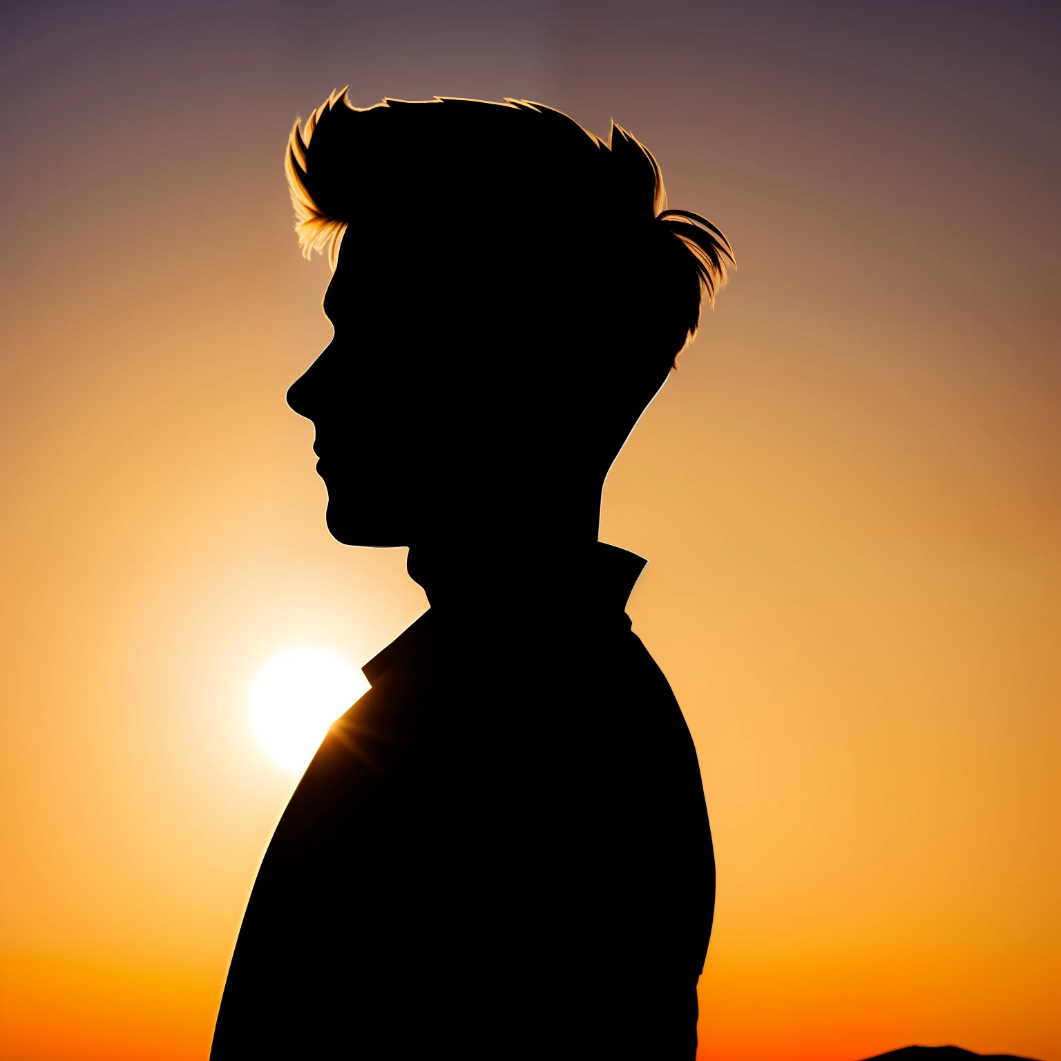 A silhouette of a cool young man