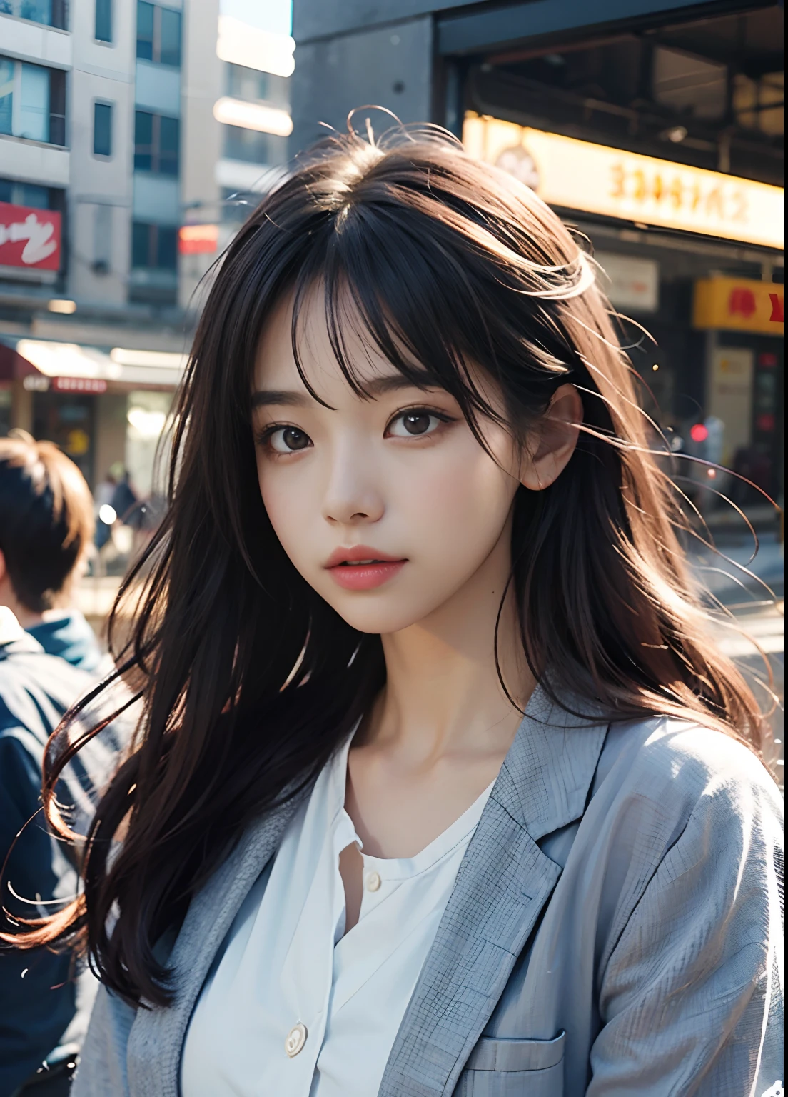 (best-quality:0.8),
(best-quality:0.8), perfect anime illustration, extreme closeup portrait of a pretty woman walking through the city