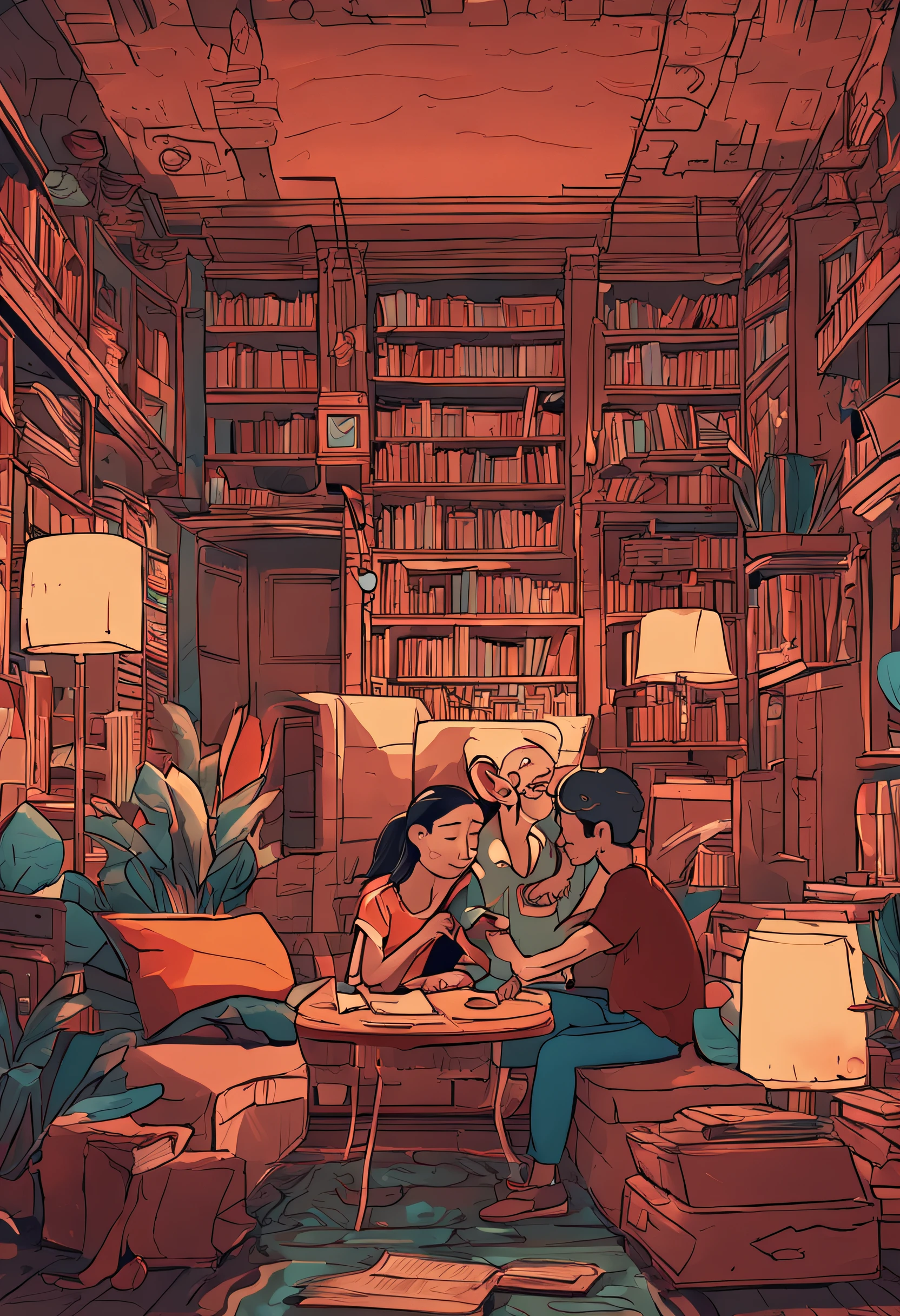 Couple avatar Two people,Read a book together,On The Home,
