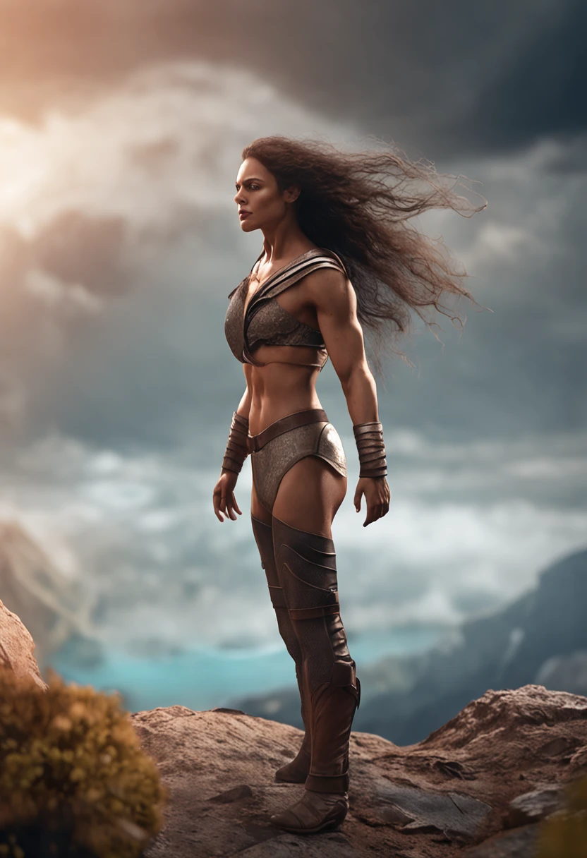 (Professional 3D rendering:1.3) de (Realistic:1.3) Foto de arte mais bonita do mundo，Features soft, bright male heroes, ((Heroine epic fantasy muscular woman rough wet heroine angry look long hair short beard and fierce expression in dynamic pose, fantastic location, majestoso ambiente desordenado)), corpo inteiro 8k unidade render, action shot, poros da pele, very dark lighting, sombreamento pesado, circunstanciado, Rosto detalhado, (vibrante, fotogrdeia realista, Realistic, Dramatic, Escuro, foco nítido, 8k), (Old leather clothes damaged by bad weather:1.4), ((((Use peles)))), (intrincado:1.4), decadente, (altamente detalhado:1.4), pintura digital, rendering by octane, art stations, Conceito-Arte, liso, foco nítido, illustration, germe da arte, (Loish:0.23), Wlop Ilya Kuvshinov, e Greg Rutkowski e Alphonse Mucha Gracias, (global ilumination, studiolight, Light Volumetric), chuva forte, floating particles, patife, fantasia, Onze, corpo inteiroesbian, ((Fundo escuro e antigo da cidade:1.3)),CGSesociedade,art stations