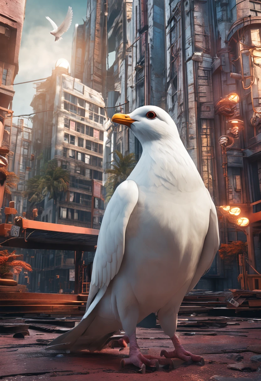 Realisticstyle,The white dove is imprisoned in a flying missile