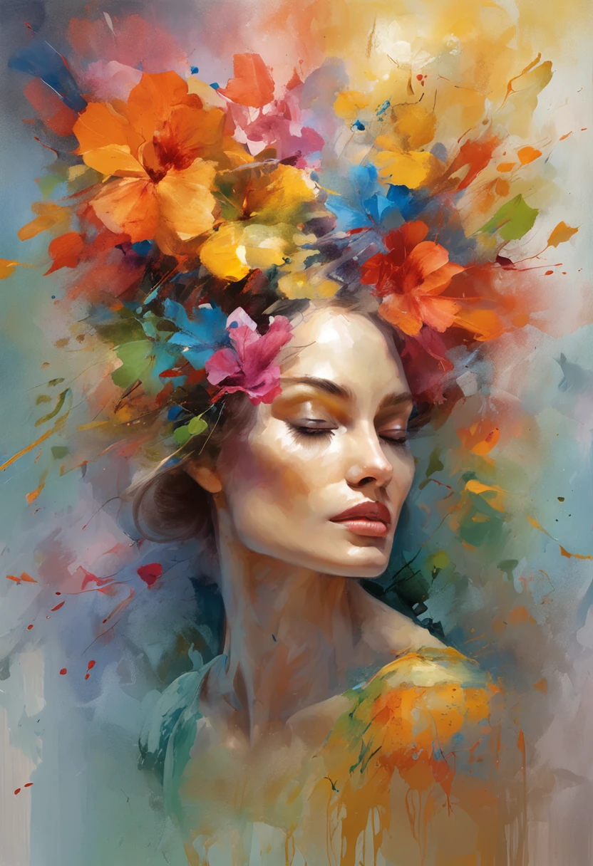 A painting of a woman with flowers in her hair - SeaArt AI