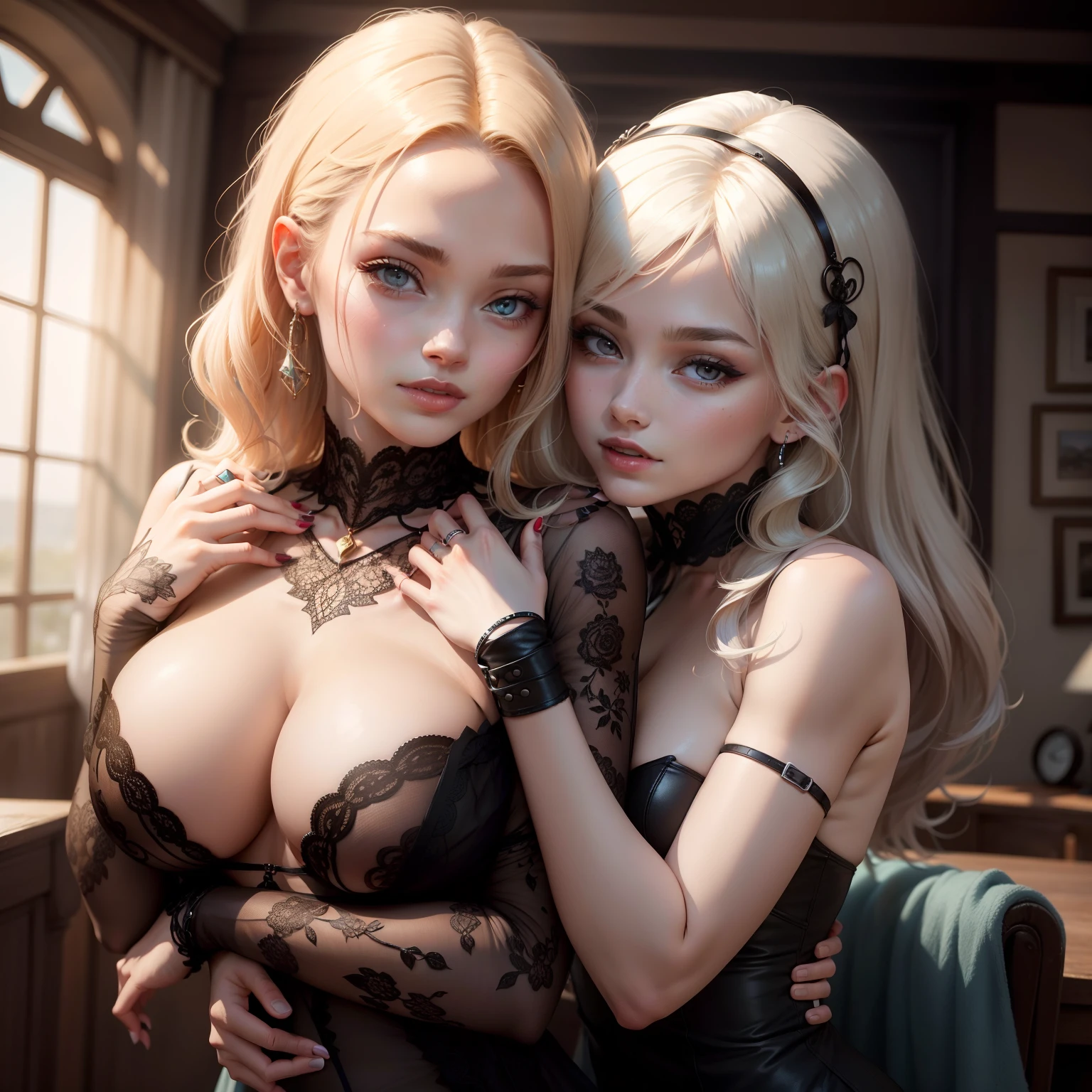 A woman with a lot of amorous has a woman with a V written on her hand:yhsw10003