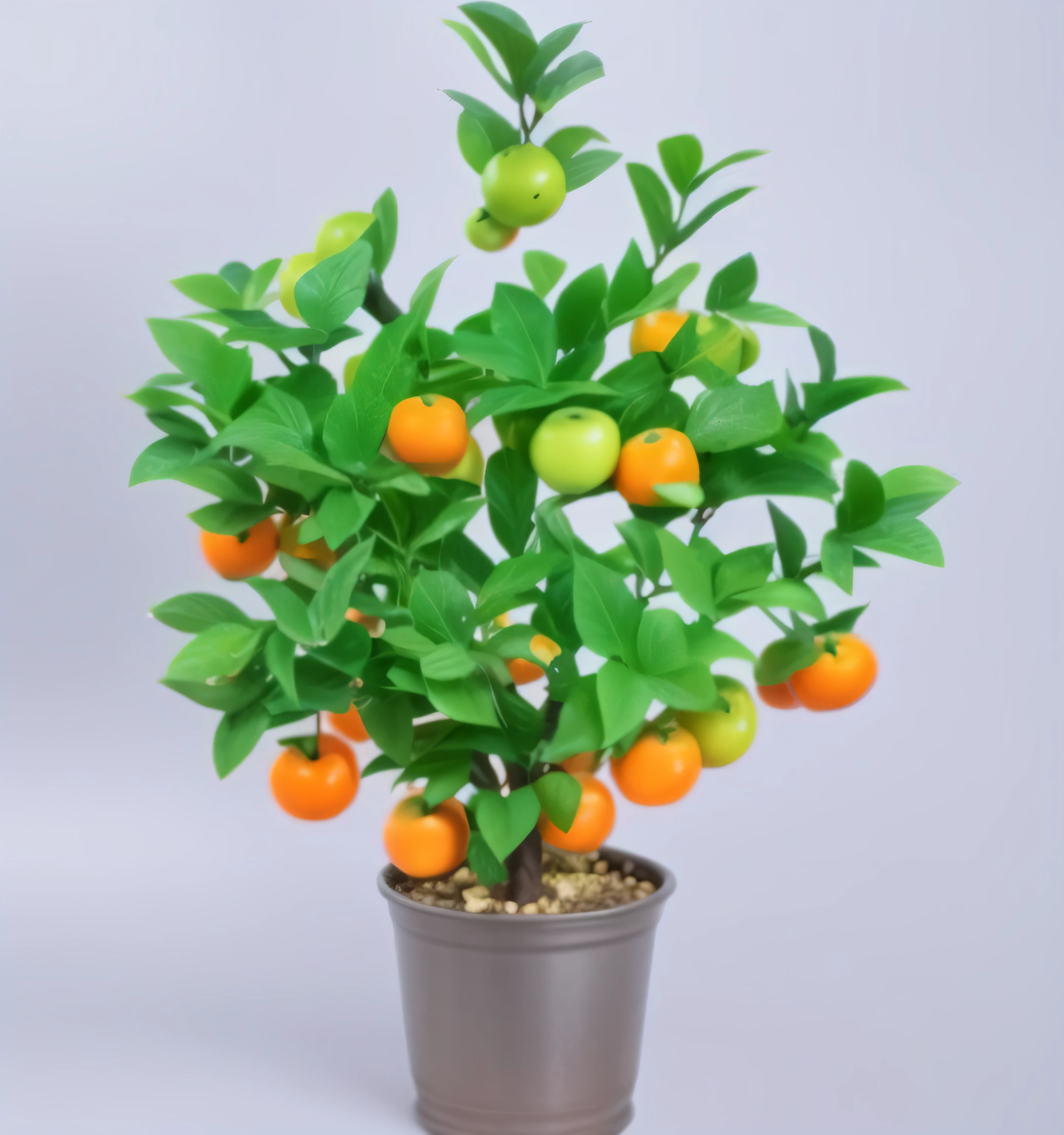 There is a small potted plant，There are oranges growing inside, orange plants, with fruit trees, plant, potted plant, Beautiful image, Wang Chen, fruit trees, , large potted plant, Very realistic, elegant high quality, apple orange, Showpiece, imagem de qualidade alta, Very high quality, very realistic looking
