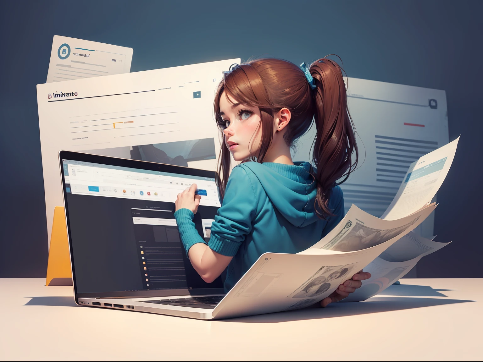 Ilustracion digital, vectorial, dinero online