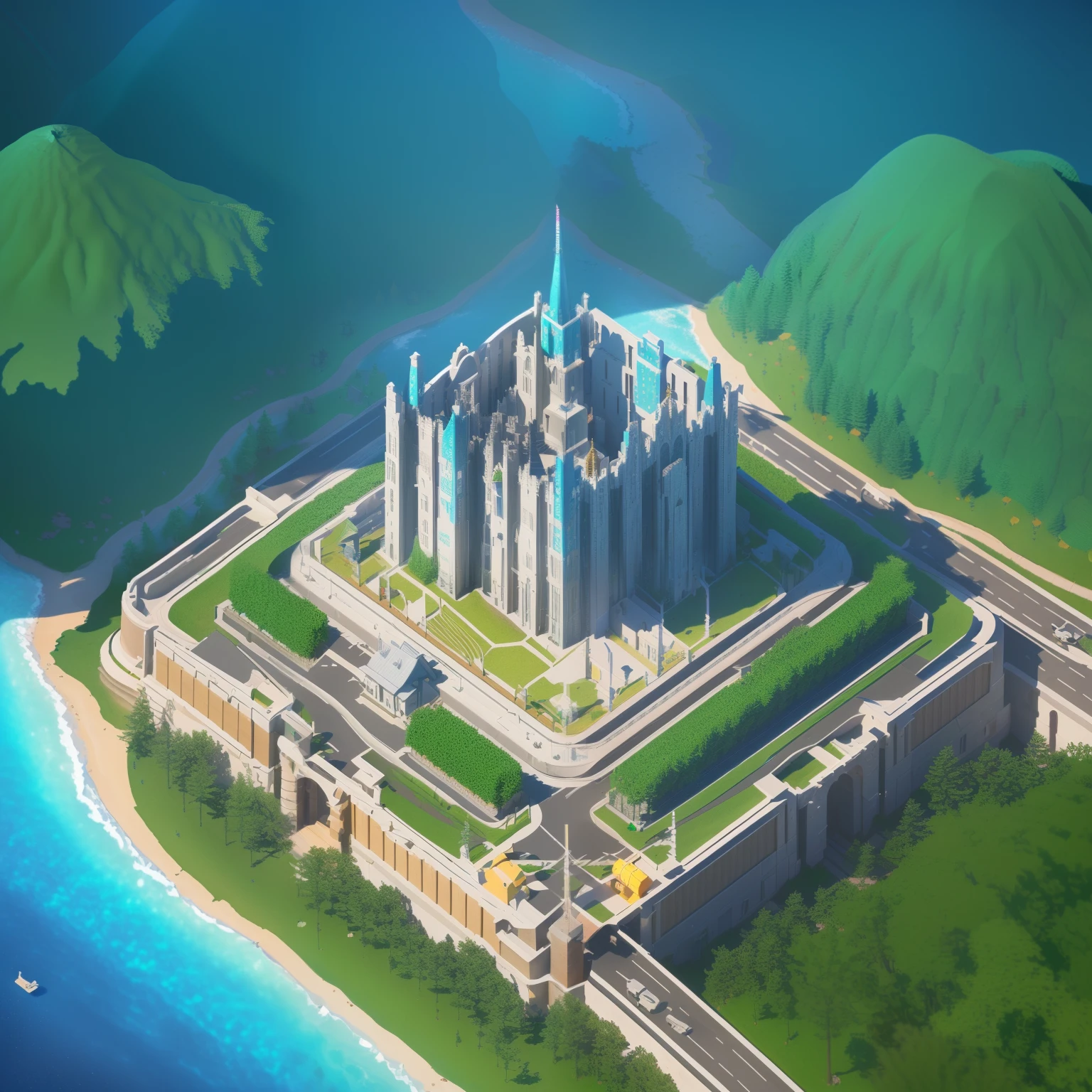 (Cartoon 3D:1.4),Isometric architecture,Masterpiece, Best quality, (Extremely detailed Cg Unity 8K wallpaper), (Best quality), (Best Illustration), (Best shadow), Mushroom Town, Isometric 3D, rendering by octane,Ray tracing,Ultra detailed