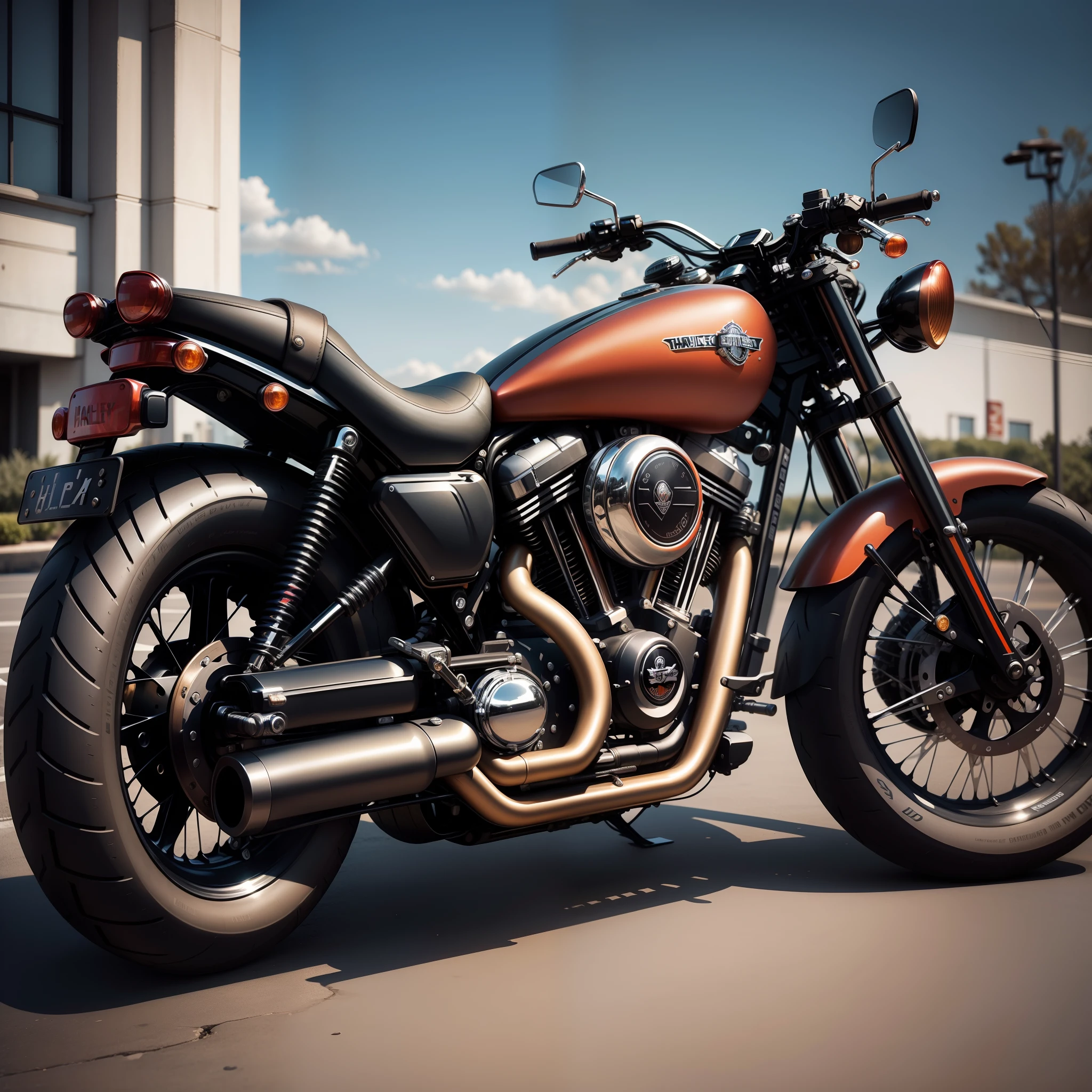 Very dense and stylish Harley Davidson,Dressed in a variety of different colors。