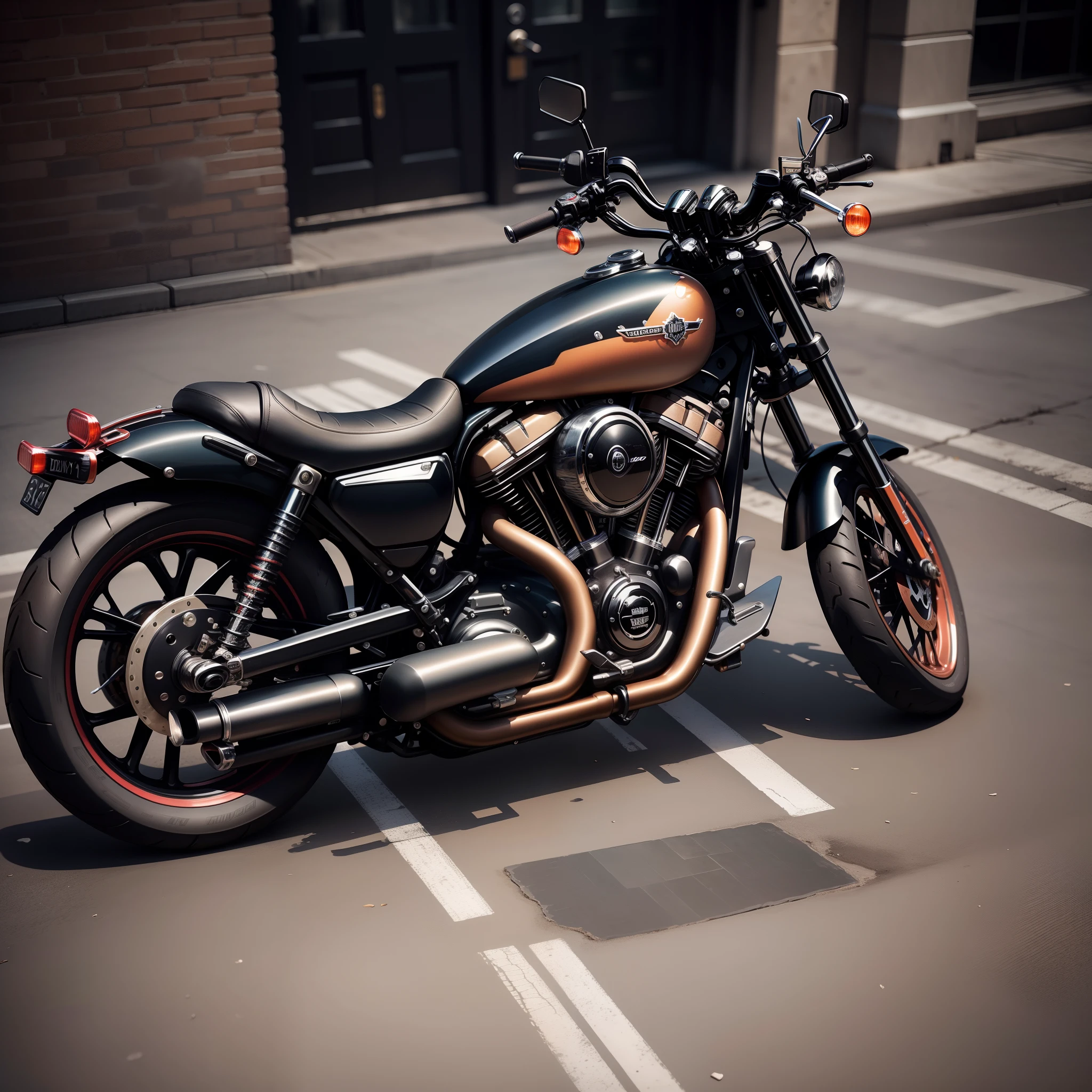 Very dense and stylish Harley Davidson,Dressed in a variety of different colors。
