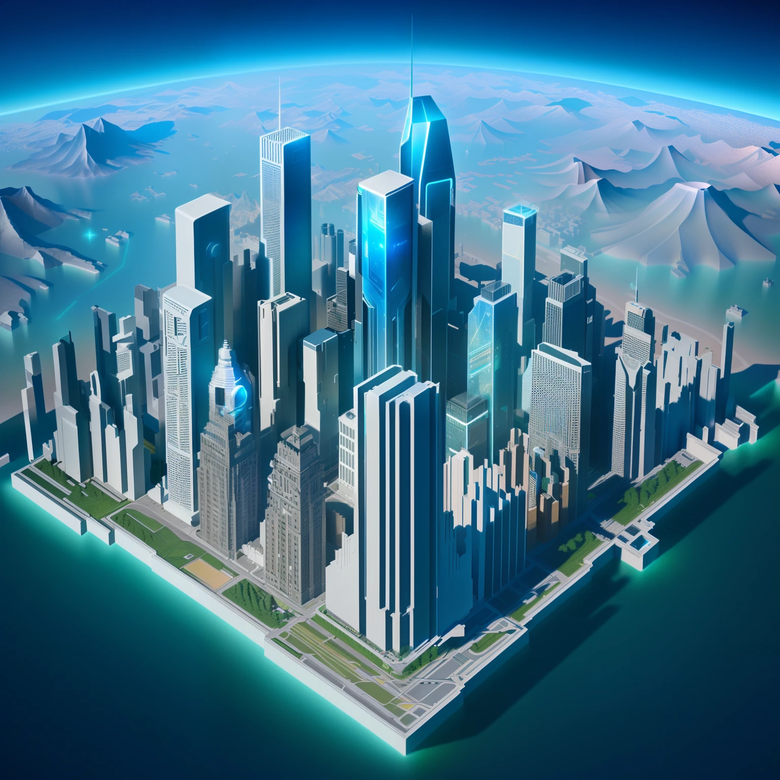 (Cartoon 3D:1.4),Isometric architecture,Masterpiece, Best quality, (Extremely detailed Cg Unity 8K wallpaper), (Best quality), (Best Illustration), (Best shadow), Sci-fi futuristic city, Isometric 3D, rendering by octane,Ray tracing,Ultra detailed
