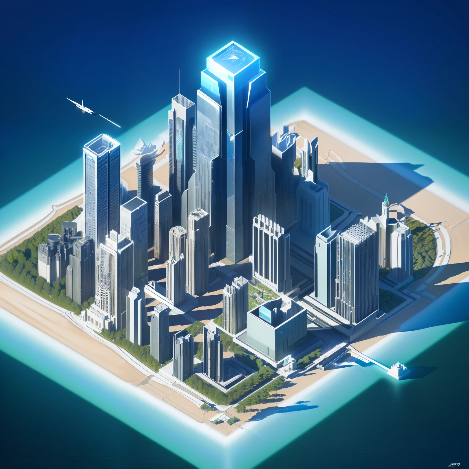 (Cartoon 3D:1.4),Isometric architecture,Masterpiece, Best quality, (Extremely detailed Cg Unity 8K wallpaper), (Best quality), (Best Illustration), (Best shadow), Sci-fi futuristic city, Isometric 3D, rendering by octane,Ray tracing,Ultra detailed