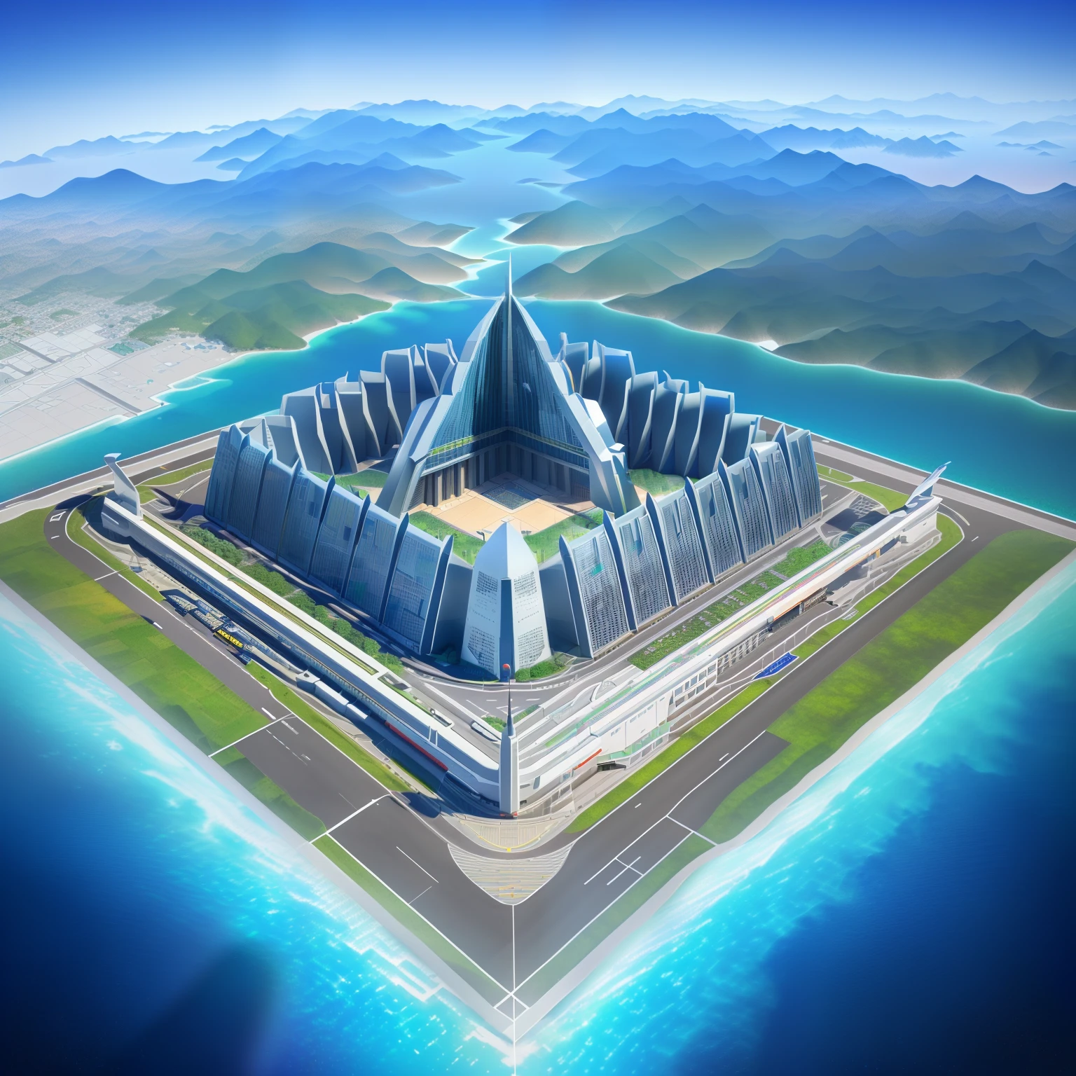 (Cartoon 3D:1.4),Isometric architecture,Masterpiece, Best quality, (Extremely detailed Cg Unity 8K wallpaper), (Best quality), (Best Illustration), (Best shadow), Small airport, Isometric 3D, rendering by octane,Ray tracing,Ultra detailed