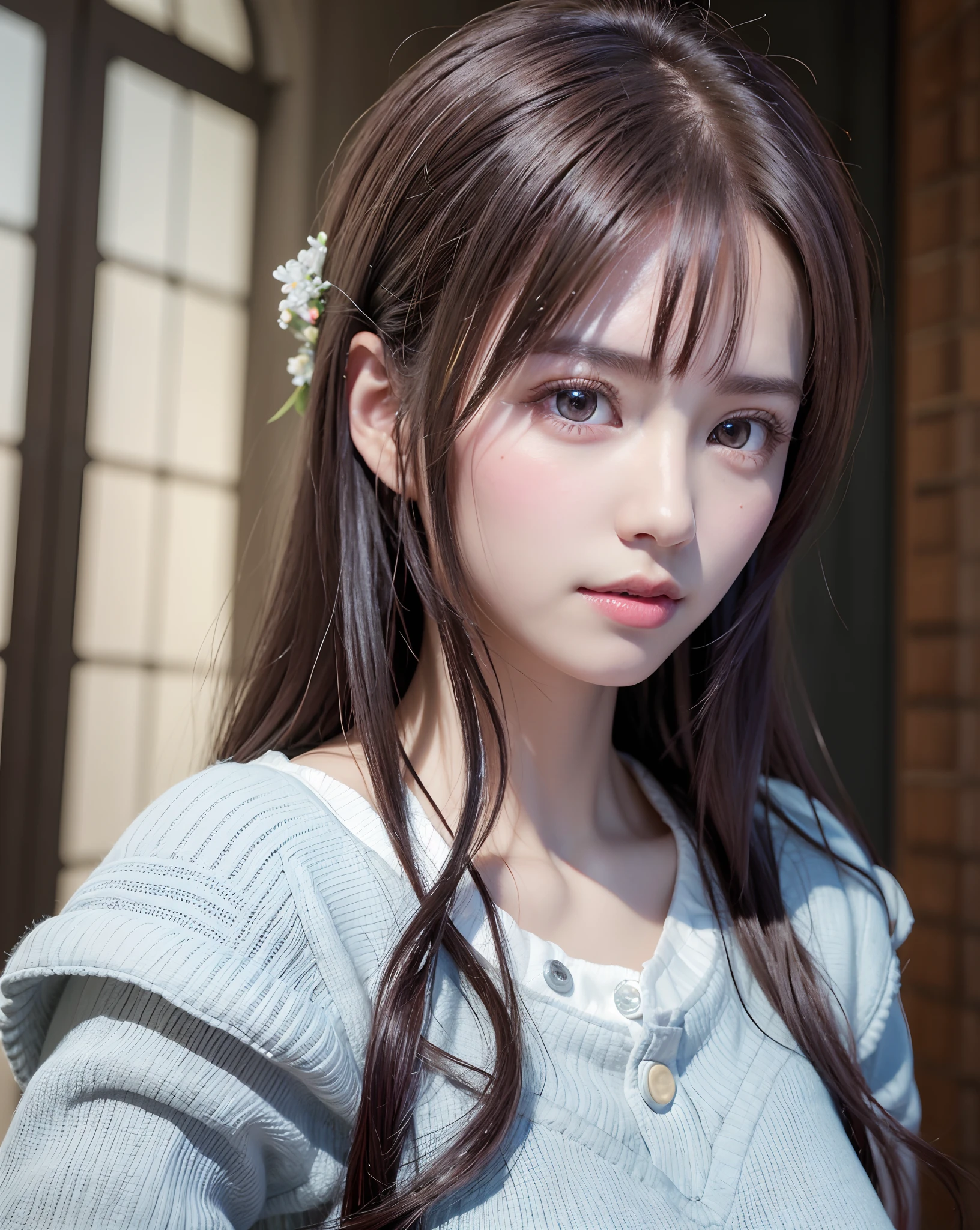 top-quality、8K Masterpiece、超A high resolution、(Photorealsitic:1.3)、Raw photo、女の子1人、Silvery-white shortcuts、glowy skin、1 super beautiful college girl、((super realistic details))、portlate、globalillumination、Shadow、octan render、8K、ultrasharp、highly intricate detail、Realistic light、CGSoation Trends、Beautiful eyes、radiant eyes、Facing the camera、