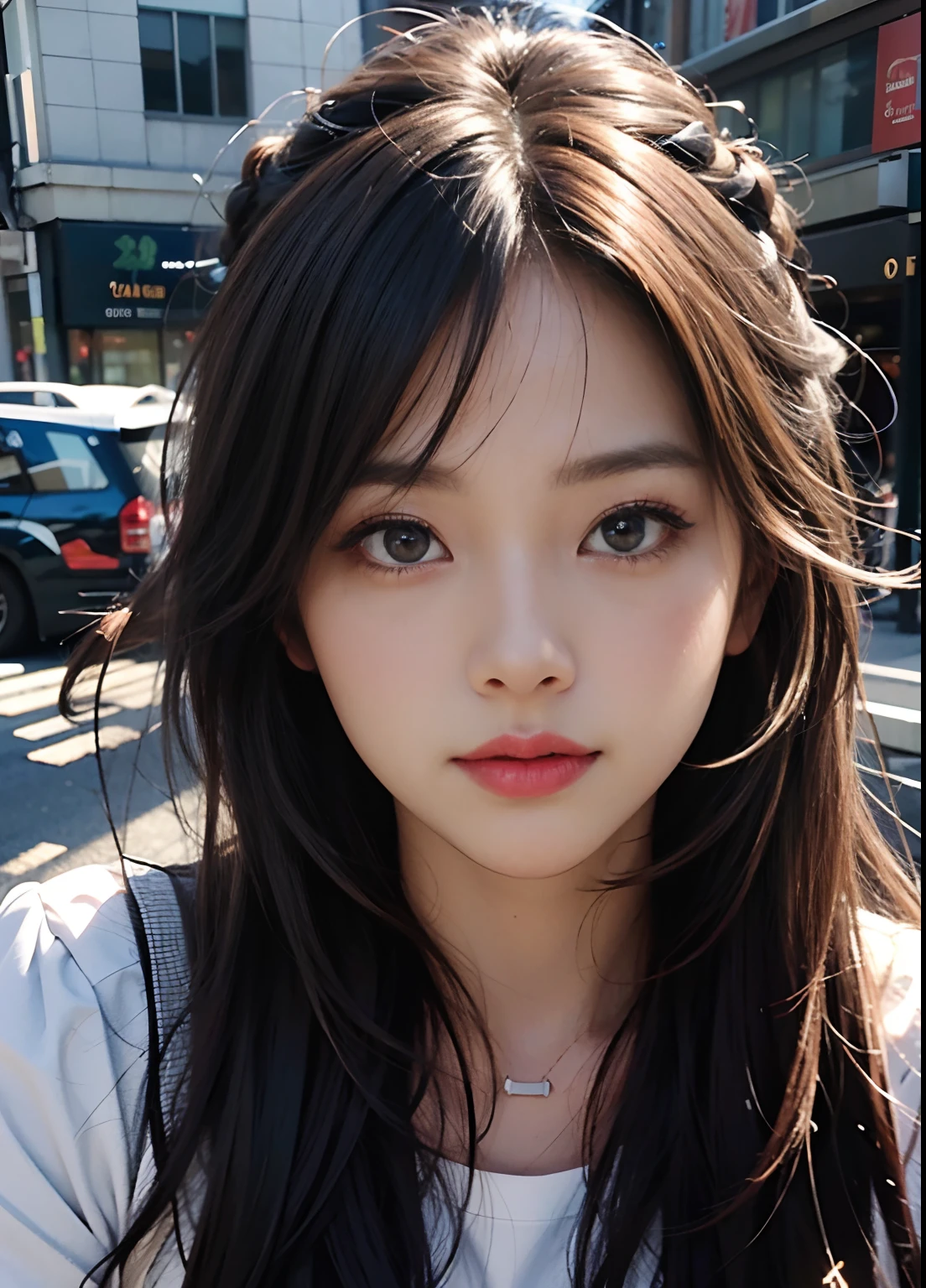 (best-quality:0.8),
(best-quality:0.8), perfect anime illustration, extreme closeup portrait of a pretty woman walking through the city