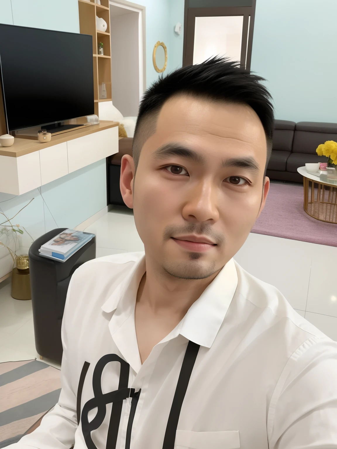 there is a man that is sitting in a living room, 2 7 years old, hoang long ly, 2 9 years old, 2 8 years old, dang my linh, 38 years old, 3 2 years old, bao pham, dao trong le, 8k selfie photograph, ren heng, 3 6 years old