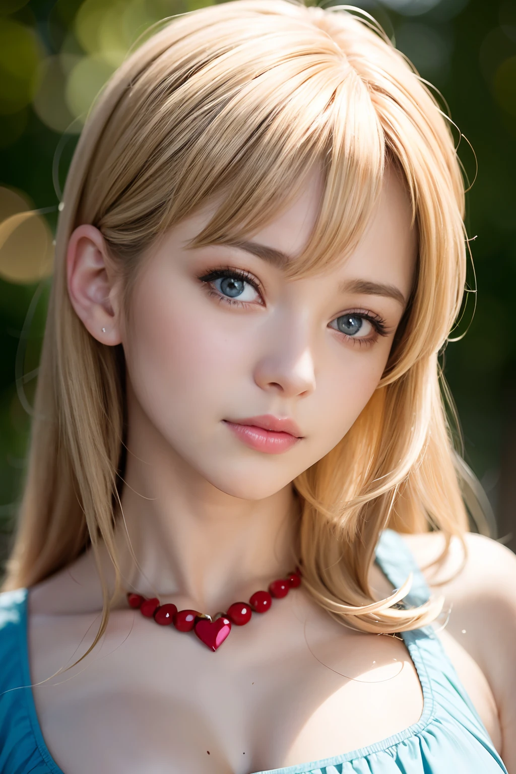 blond haired girl with brown hair and blue eyes holding a piece of fruit, realistic anime art style, stunning anime face portrait, anime. soft lighting, portrait anime girl, cute anime girl portrait, realistic anime artstyle, wlop painting style, anime girl portrait, realistic cute girl painting, beautiful anime portrait, kawaii realistic portrait, anime girl portrait profile, best quality, 4k, adult, charming