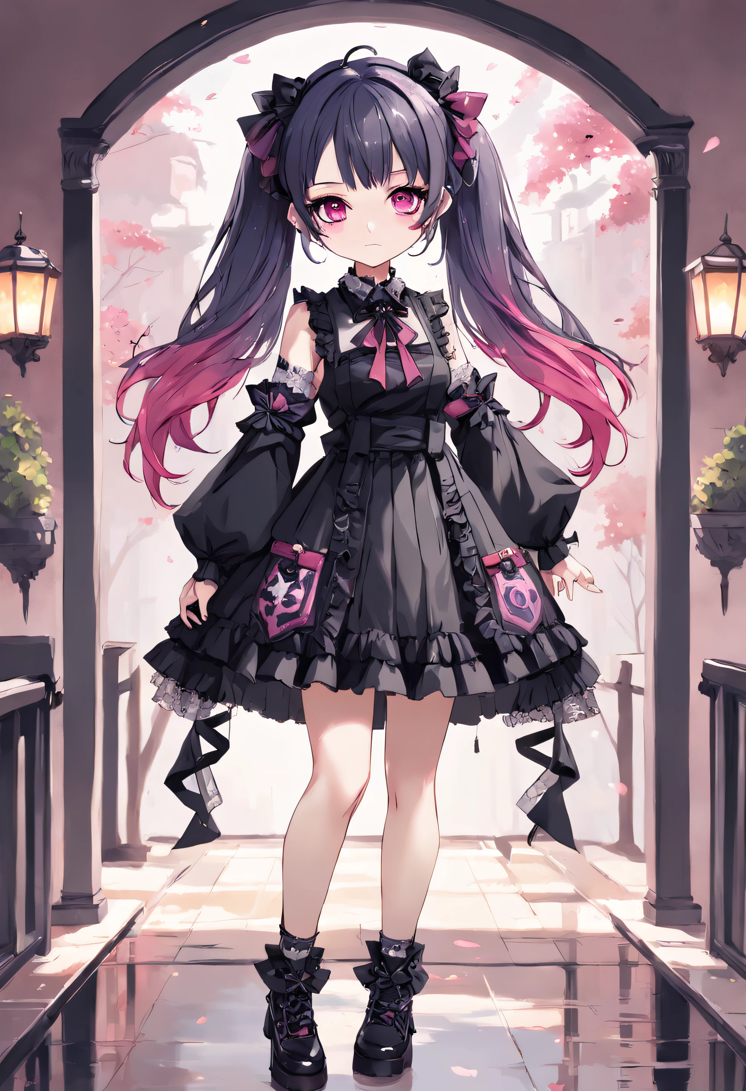 anime girl with gothic ta streetwear outfit, full body adoptable, cute art style, cute colorful adorable, pretty anime character design, outfit design, colorful concept art, fullbody commission for, decora inspired illustrations, full body portrait of a short!